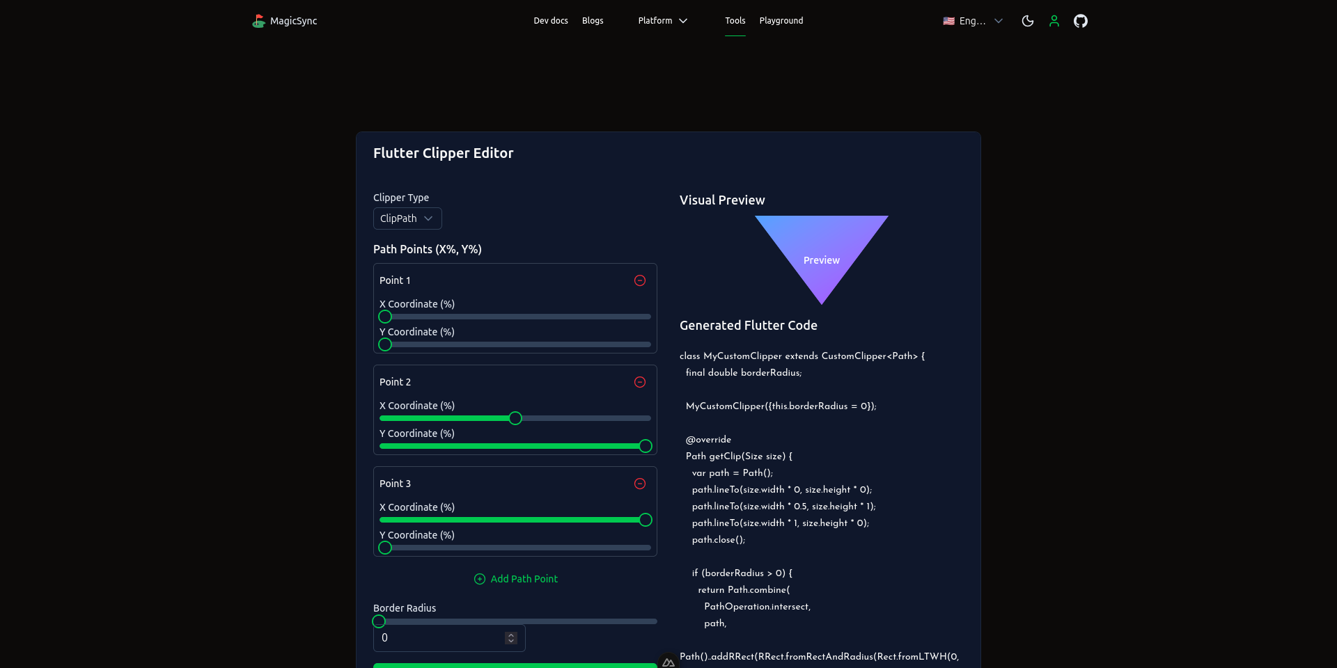 MagicSync free online Flutter clipper tool