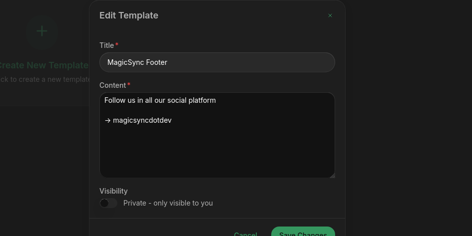 MagicSync system variables for dynamic social media content